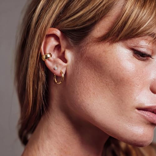 MYEARS Women Earrings Gold Huggie Hoop 14K Small Simple Hypoallergenic Everyday Jewelry - style: Basic