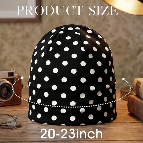 Bohend Bohemian Beanie Hats Headwear Cap Stretch Non Slip Bandanas Sleep Turbans Hats for Women Men Close top Head Covering - style: Polka Dots