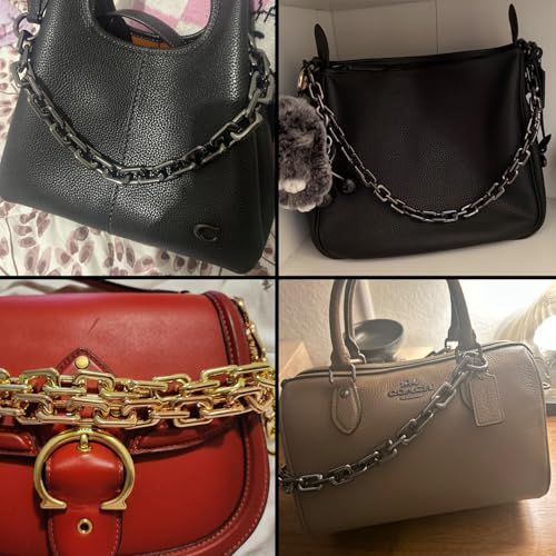 VersaKits 8.26'' Gunmetal Black Heavyweight Chunky Purse Chain Strap | Premium Zinc Alloy Luxury-Inspired Design Wear-Resistant Finish Easy Clip-On Installation DIY Bag Upgrades - color: Gunmetal Black, size: 8.26''(21cm)