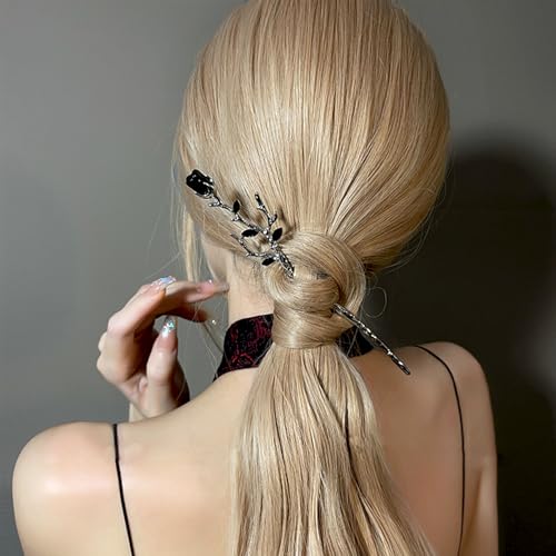 2 Pcs Hair sticks for buns,French hair pins for women,Buns and Updos with No Hair Damage,Metal Rose French Pin Great Hold,Suitable for fine & thick hairUS297