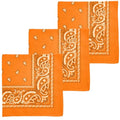 MDSTYLE 100% Cotton Bandana for Men & Women 22" x 22" Paisley Pattern Handkerchief Headband Scarf - color: Orange - 3 Pack