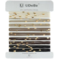 10 Packs Hair Ties with Rectangular Gold Focal Beads – Thin Elastic Ponytail Holders Hair Accessories for Women - color: Rectangular-Basic