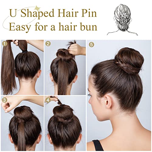 Hair Pins for Women, IKOCO 2inch and 2.75inch U Shaped Hair Pins for Buns with Storage Box, 50Pcs of each size, Black - color: Black