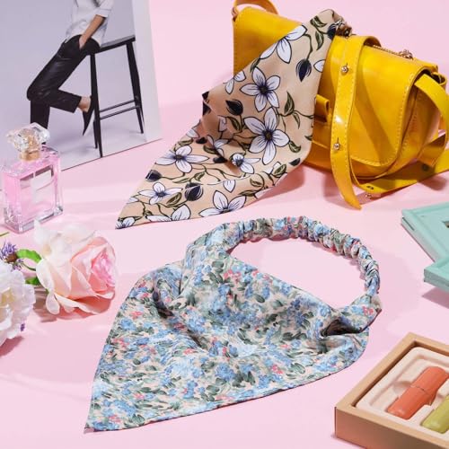 Syhood 6 Pcs Floral Hair Bandanas for Women Girl Boho Hair Scarf Headband with Clip Chiffon Cottagecore Head Kerchief(Rural Floral Patterns)