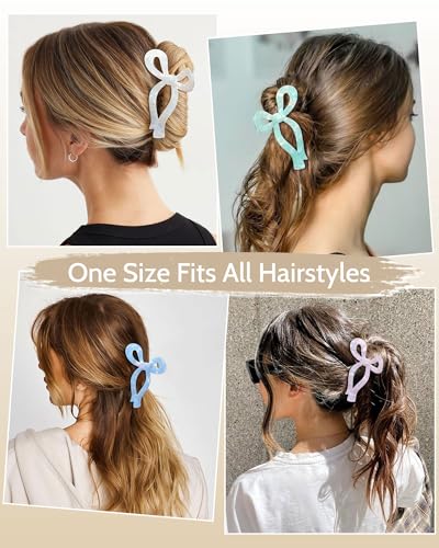 Mesovor Teen Girl Gifts Trendy Stuff - 4 Pack Elegant Bow Hair Claw Clips, Nonslip 4.3" Large Hair Grip Hairclips for Thick | Birthday Gifts for Teens Daughter Sister - color: Mermaid Colorful