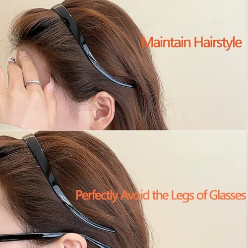 6 Pack Headbands Designed for Eyewear,Flex No Pressure Hairbands for Women Fashion Comfortable Plastic Headbands with Teeth-Bright Surface - color: Bright Surface-6 Colors