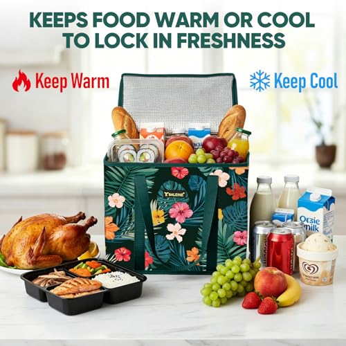 BALEINE 1Pk Insulated Reusable Grocery Bags, Foldable Shopping Bags for Groceries with Reinforced Bottom & Handles (Blossom Season) - color: Blossom Season, size: 1 Pack (Insulated)