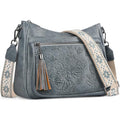 Crossbody Bags for Women, Vegan Leather Medium Crossbody Purse, Spacious Daily Travel Shoulder Bag with Boho Strap - color: Blue