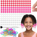 160Pcs 10mm Small Silicone Beads for Hair Braids, Soft Jellyish Pony Hair Beads with 5mm Hole + 50 Rubber Bands and 1 Beader for Braiding, DIY Bracelets Necklaces Crafts (Dark Pink) - color: Dark Pink Mix-160Pcs