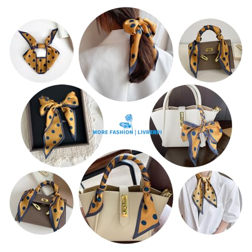 Hair Head Neck Bag Long Scarf Versatile Wrap for Women Soft & Lightweight for Everyday Chic - color: 5 Yellow Polka Dot 3.7 X 38 Inch