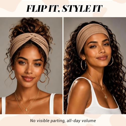 Wide Headbands for Women's Hair, 4 Pcs Hair bands – Vintage Turban Elastic Head Bands Adult Women Soft Head Wraps Knotted for Yoga & Workout – Summer Fashion Hair Accessories (Wine Red) - color: wine red