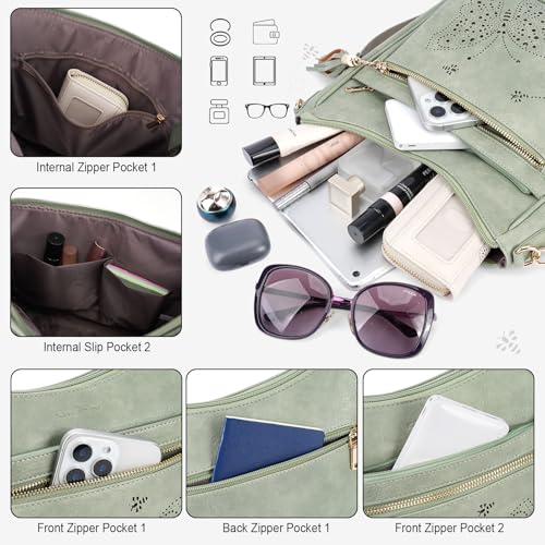 KITEVIUN Medium Crossbody Bags for Women Trendy, Women's Butterfly Shoulder Handbags with Tassel - color: 003-green
