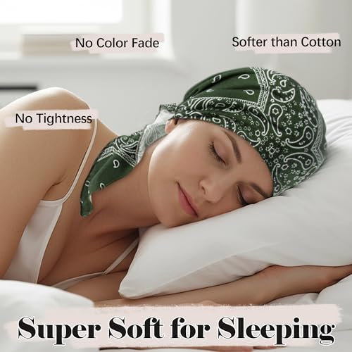 Ababalaya Chemo Headwear for Women Softer Headcover with Longer Tails, Breathable Skull Cap Non-Slip Sleep Beanie - color: Green