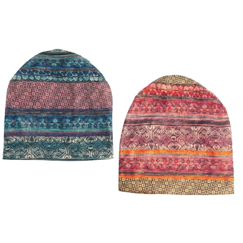 Women's Slouchy Beanie Cap Chemo Headwear Hats Scarf - color: D - Blue Orange