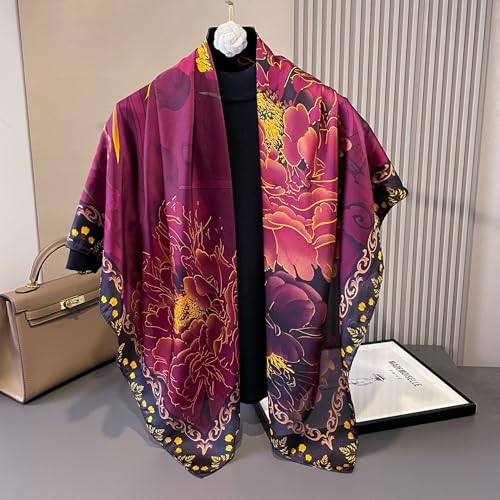 XL 43 Inch Extra Large Square Scarf Fashion Scarves Silk Feeling Hair Scarf Wrapping Scarfs Night Sleeping Headscarf - color: Ba1031