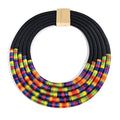 COLORFUL BLING Handwoven African Tribal Multilayer Chunky Statement Necklace Egypt Bib Collar Choker Costume Party Jewelry Accessories for Women - color: mix black