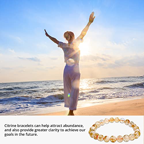 ANAYA AGATE Healing Crystal Bracelet for Women and Men – 8mm Round Beaded Bracelet for Men and Women – Unisex Stretchy Gemstone Bracelet for Healing and Protection - color: Citrine Natural