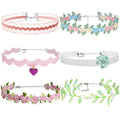 Nova&Aria Chokers Set For Women Heart Choker Necklaces Flower Pendant Velvet Cute Pink Turquoise Blue White Black Choker Necklace Christmas Colorful Lace Chokers - color: Pink&Green