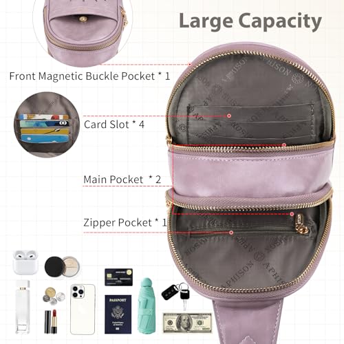 APHISON Small Sling Bag Fanny Packs Cell Phone Purse Vegan Leather Crossbody Bags for Women Chest Bag with Adjustable Strap Purple - color: 06-purple