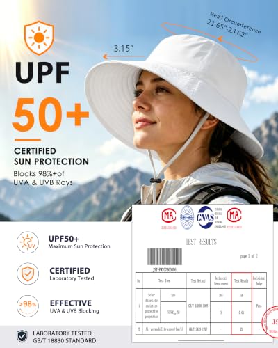 Water-Resistant Sun UPF 50+ Bucket Hat Protection Packable Brimmed Boonie for Women Men Summer Lightweight Hiking Outdoor Cap - color: White
