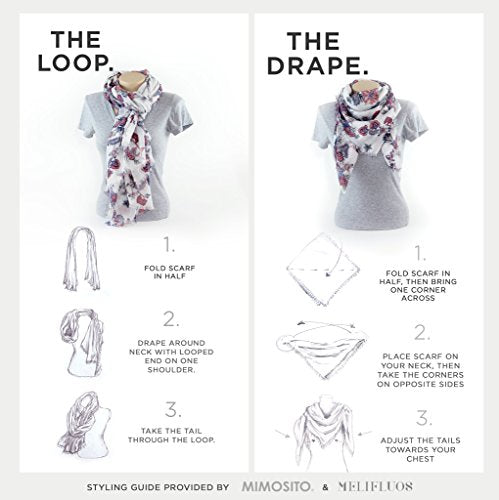 MELIFLUOS DESIGNED IN SPAIN Scarf for Women Lightweight Floral Flower Scarves for Summer Fall Shawl Wrap - color: Barcelona Collection 1 - White Floral