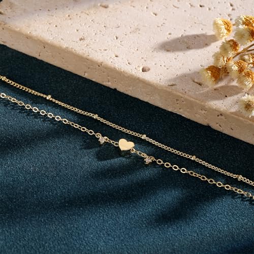 VIROMY Gold Ankle Bracelets for Women - Layered Anklets for Women Waterproof Beach Jewelry Gifts - color: Anklet B-Gold