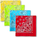 The Peacock Crew Premium Soft Cotton Bandanas Pack for Men and Women Paisley 22 x 22 inches - color: Pack of 4 Red Yellow Limegreen Azur