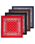 Bycc Bynn Large 27" x 27" 100% Cotton Bandanas - Set of 4 - color: Black+red+navy Blue+brown