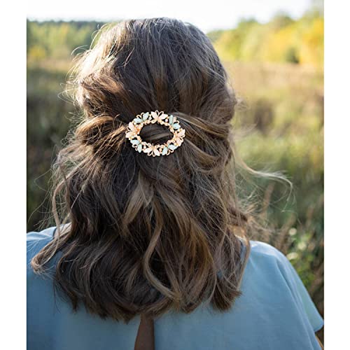inSowni 4 Pack Gold Glitter Sparkly Gems Crystal Rhinestones Pearls Butterfly Metal French Barrettes Alligator Snap Hair Clips Pins Accessories for Women Girls - color: Ivory, Pink, Teal, Purple