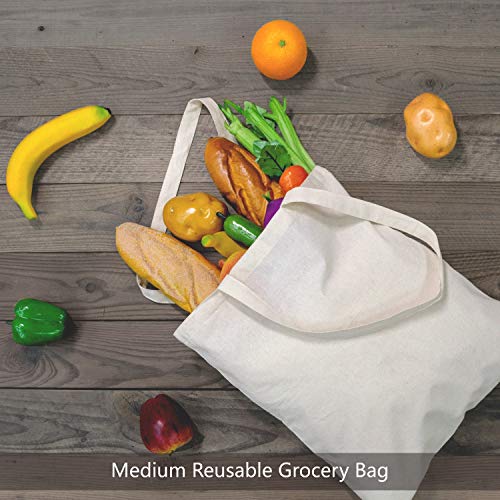 TOPDesign 5 | 12 | 24 | 48 | 192 Pack Economical Cotton Tote Bags, Lightweight Medium Reusable Grocery Shopping Cloth Bags, Suitable for DIY, Advertising, Promotion, Gift, Activity (5-Pack) - color: Beige, size: Medium
