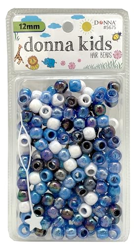 Donna Hair Beads for Hair Braids Kit Including 11x10mm, DIY Braiding Plastic Beads for Braid Hair 1pc Quick Beaders (Blue ASSORT) - color: BLUE ASSORT
