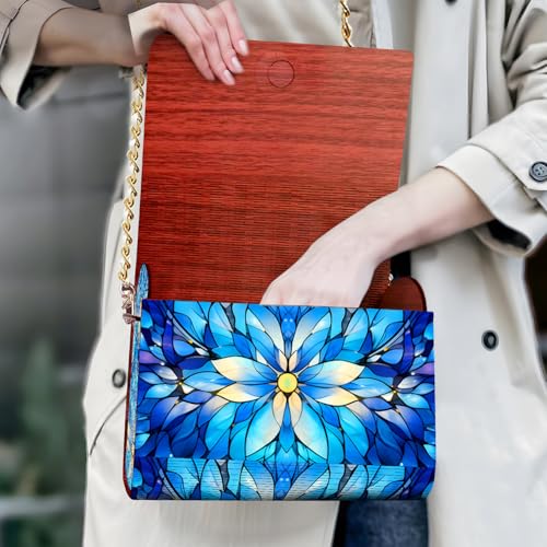 C'eitura Mandala Diamond Art Wooden Clutch Purse with Chain, 5D DIY Rhinestone Shoulder Bag Kit, Boho Festival Wallet for Women, Handmade Craft Project, Unique Gift Idea - color: SKB202