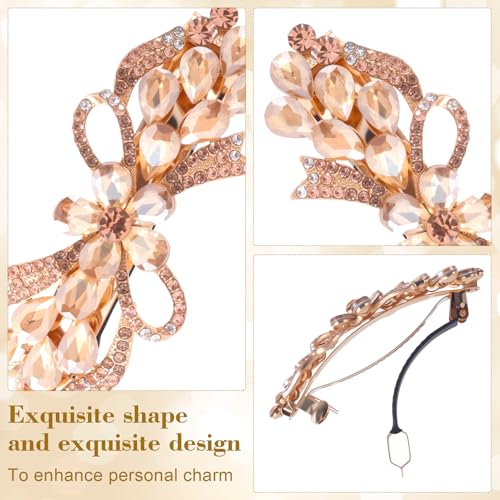 Joez Wonderful Rhinestone Hair Clip Sparkly Crystal Barrettes French Wedding Prom Engagement Pageant First Communion Hair Decorative Accessories for Women Long Hair (Bow Champagne 1 Pcs) - color: Rhinestone Butterfly Champagne A