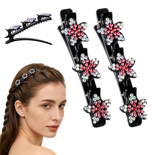 Sparkling Crystal Stone Braided Hair Clips, 2026 New Rhinestone Hair Clips Hair Braid Clips, Girls/Women Hair Accessories for Styling Sectioning (10#) - color: 10#