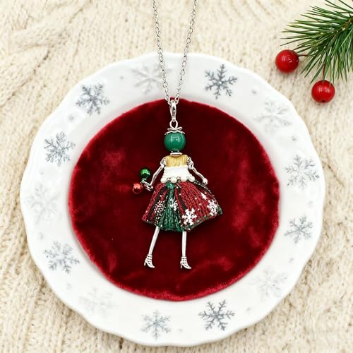 Crystal Paris Doll Necklace for Women, Handmade Cute Dress Long Chain Pendant Necklace Prom Costume Jewelry - style: 15