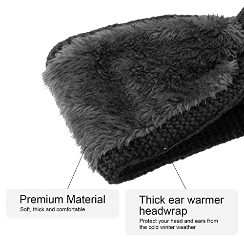 DRESHOW Crochet Ear Warmer Headband Soft Knit Chunky Turban Stretch Thick Headbands Warmer Fuzzy Head Wrap for Women - color: 1 Pc Double Twist: Black