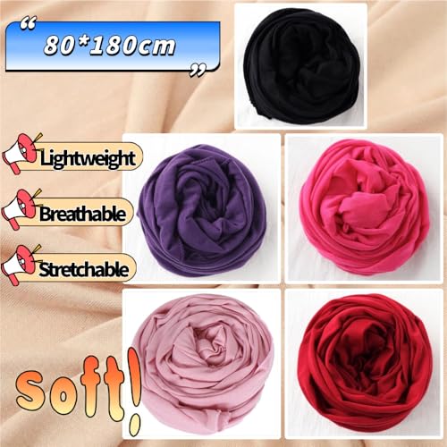 Head Wraps for Black Women, Breathable Headwrap Soft Long Hair Wraps Wide Headscarves for Locs Braids - color: 5pcs-(black,purple,wine Red,rose Red,light Pink)