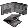 Soft Leather Wallet for Men - Mens Wallet Bifold with Zipper Coin Pocket - Holds Bills, Credit Cards, Coins - Carteras para Hombres Piel - Billeteras de Hombres Cuero Original - RFID Blocking - color: Black - Grey