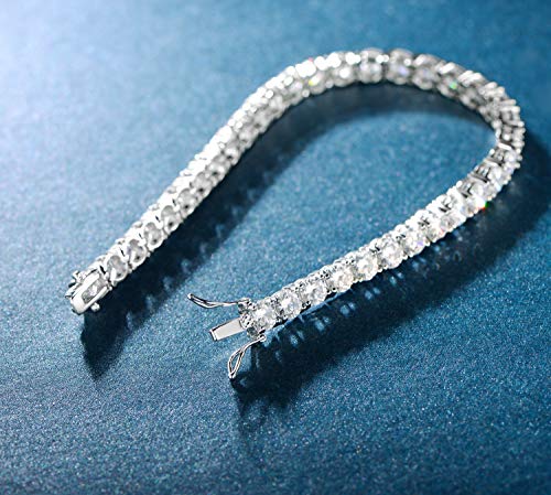 MDFUN 18k White Gold Plated CZ Tennis Bracelet, 4MM Cubic Zirconia Charm Bracelet for Women Men - style: 6.5" tennis bracelet