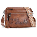 MEITRUE Crossbody Bags for Women, Vegan Leather Crossbody Purse Trendy Multi Pockets Shoulder Handbag with Tassel - color: 06-caramel Brown