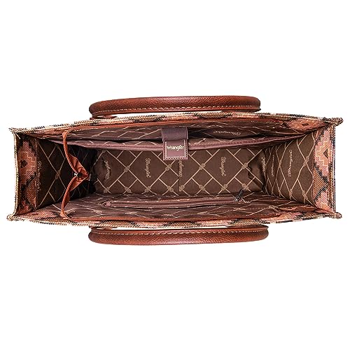 Wrangler Aztec Tote Bag for Women Boho Shoulder Purses and Handbags - color: Angel Diamond Dark Brown-l