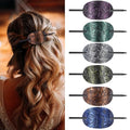 6 Pcs Leather Hair Barrettes with Stick, Hairpin Ponytail Holders Square Shape Hair Accessories Set Handmade Hairs Barrette with Wood Slide Stick for Women