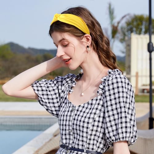 Yellow Knotted Headband Knot Hair Bands Fashion Elegant Hair Accessories for Women Girls Fall Thanksgiving Birthday Wedding Party Supplies - color: Yellow
