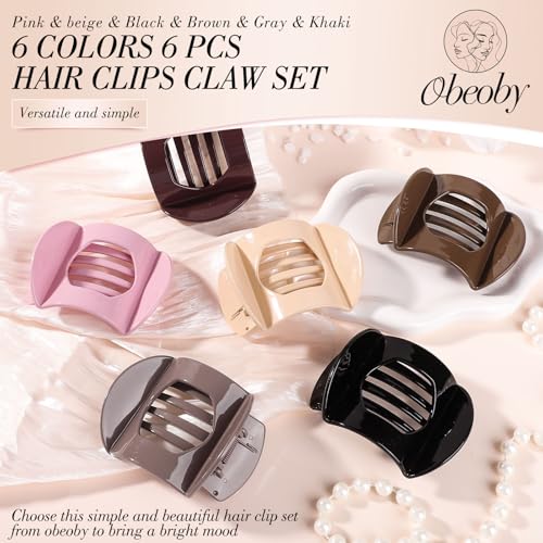Obeoby 6 Pcs Flat Hair Clips, Medium Flat Claw Clips for Women Girls French Hair Barrettes Accessories - color: Multicolor