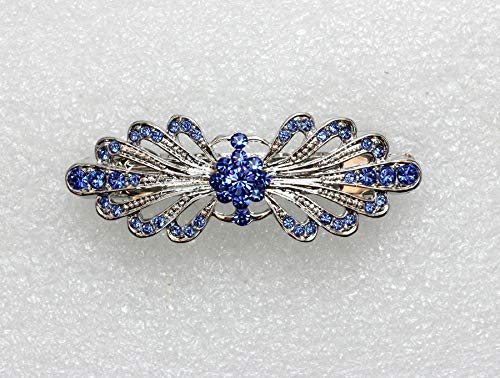 Faship Blue Small Mini Floral Hair Barrette Clip - color: Blue