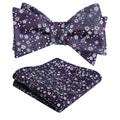 Alizeal Mens 2pcs Classic Floral Pattern Self-tied Bow Tie and Handkerchief Set - color: 045-dark Purple