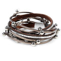 Artilady Leather Wrap Bracelets for Women - Pearl Bracelets Handmade Clasp Bangle Bracelet with Beads Jewelry Gift for Women and Mother - style: Brown with Beads