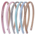 Fishdown Thin Glitter Headbands 6 Pack, Including Gold, Silver, Rose Red, Pink, Blue, Light Blue for Girls and Women, Non-slip Upgraded Sequin Headband with Soft Fabric Cover - color: Color-2