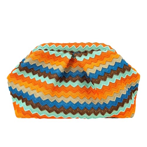ENBEI Evening bag Clutch Purse for Women Metal Frame Closure Handmade bag for Wedding,Party Gift for women/grilfriend/mother - color: Orange Rainbow Ripples
