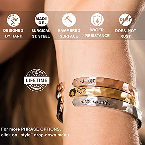 Carviell Bracelet - Gifts for Women – Inspirational, Friendship, Love, Mom, Daughter, Sister, Christian, Graduation, Memorial & Wedding Gifts – 100+ Phrases – Stainless Steel, Gift-Ready - style: SISTER'S Gift - Side by side or miles apart, sisters are al